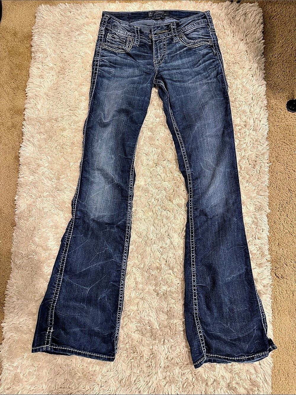 Silver Flare Leg Jeans Blue Waist 26 / Inseam 33